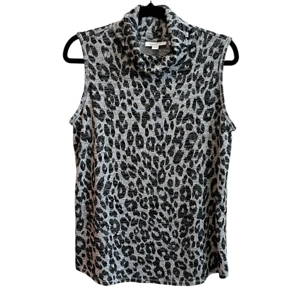 Chico’s Leopard Print 2 Piece Sweater Set Cardigan Shell Size 1 Medium - Picture 4 of 8